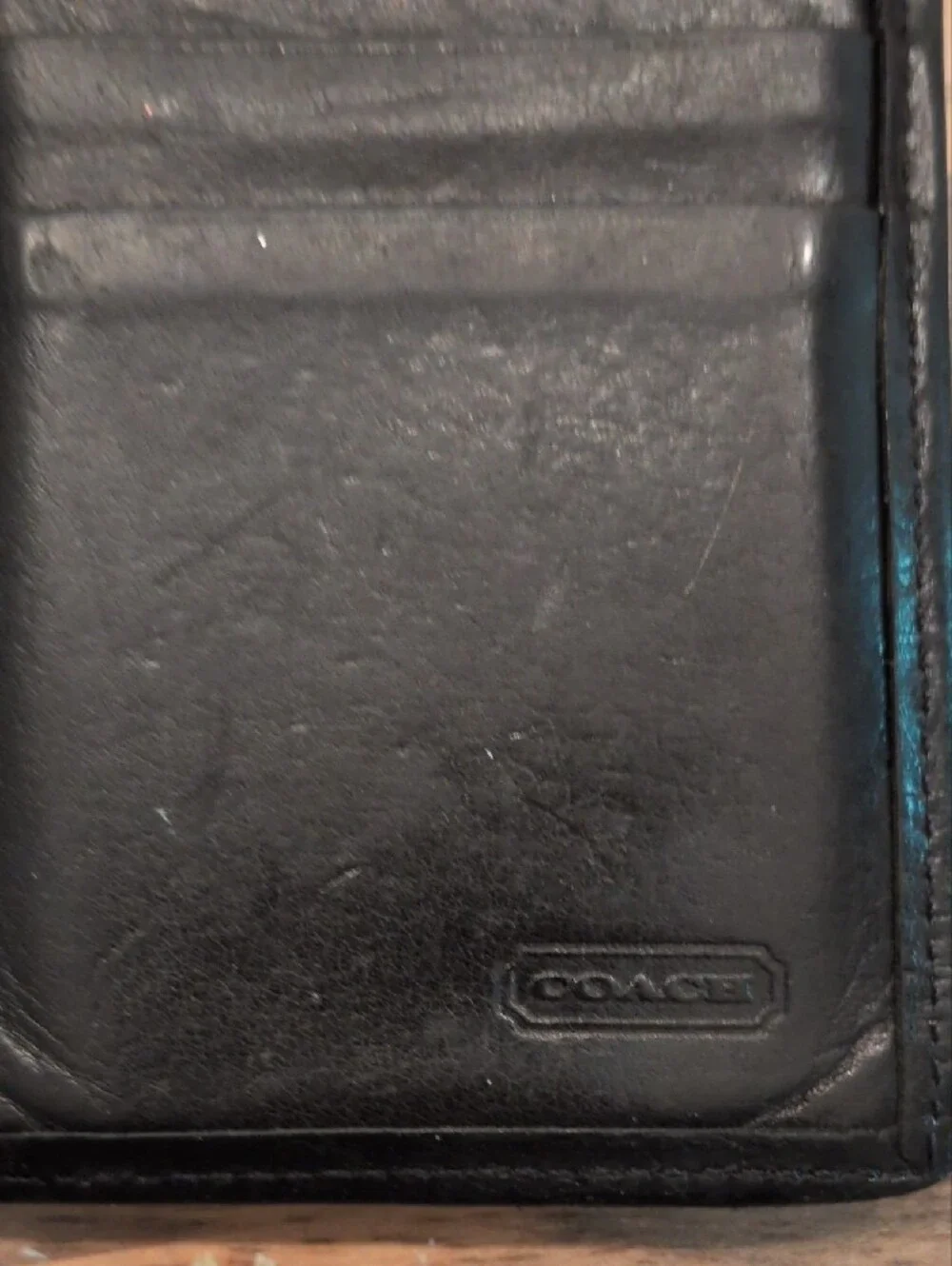 Vintage Coach Black Leather Men's Tall Bifold Card & Bill Wallet